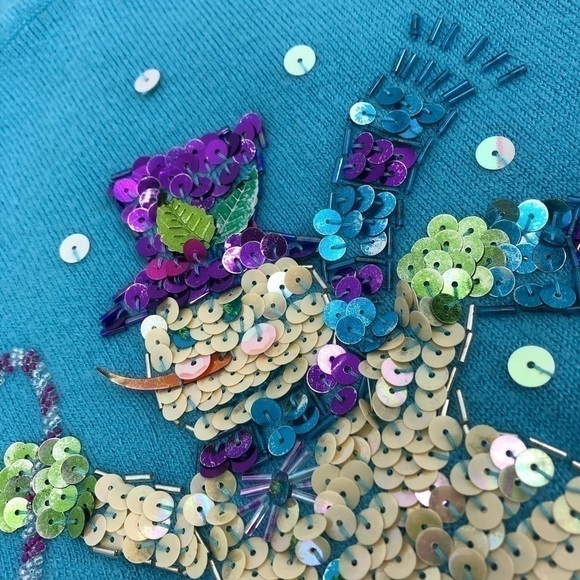 Field Gear Women's S Petite Blue Snowman Sequin Long Sleeve Round Neck Sweater - Picture 7 of 12